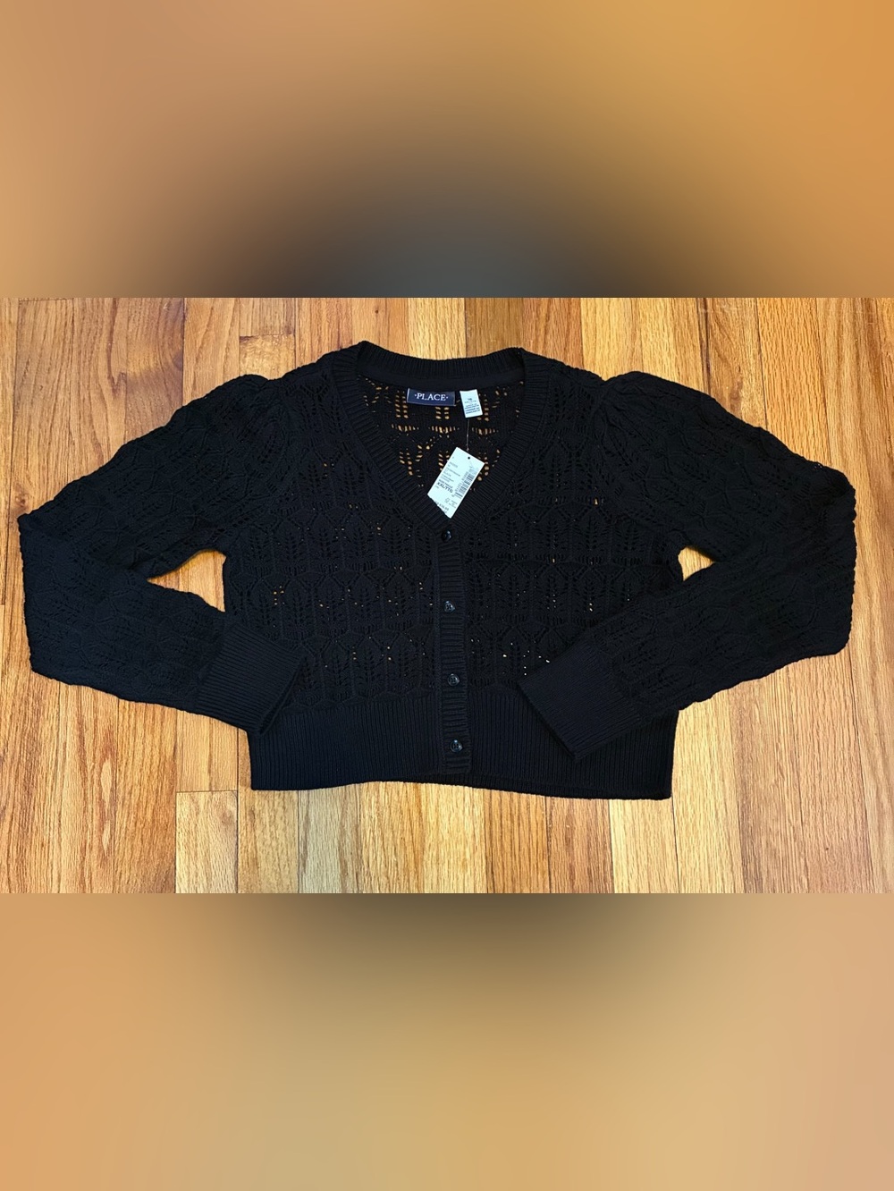 NWT PLACE Crochet Cropped Long Sleeve V-Neck Cardigan Sweater Girl’s Size 16
